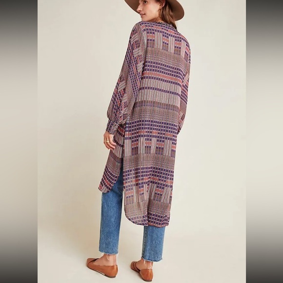 Blink London Anthropologie Lucia Tunic Long Blouse Sz Small Retro-inspired Boho - Picture 2 of 16